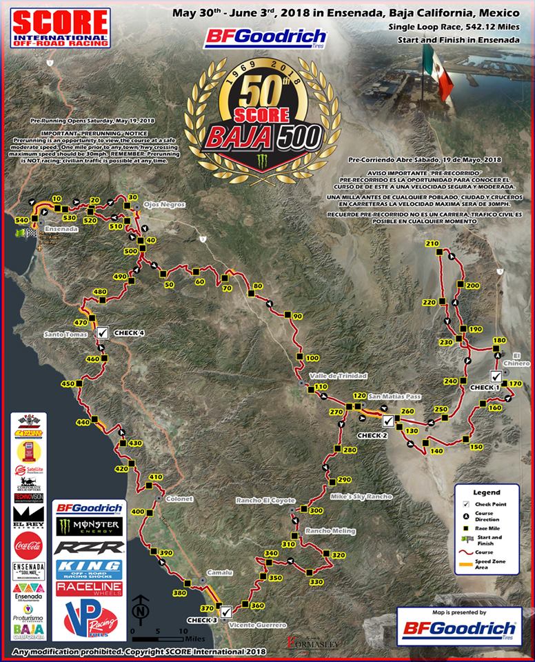 Course map unveiled for 50th BFGoodrich Tires SCORE Baja 1000