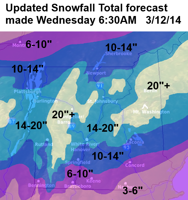 Updated Snowfall Totals for Winter Storm Vulcan | Unofficial Networks