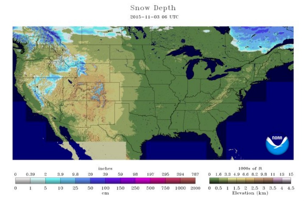 NOAA Map: Snow Coverage Across The USA  Unofficial Networks