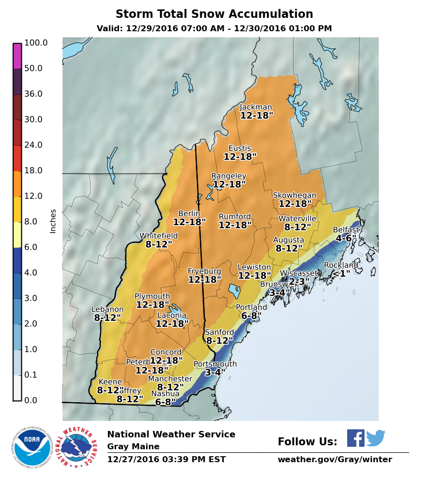 NOAA: Northern Vermont, New Hampshire, And Western Maine Under Winter ...