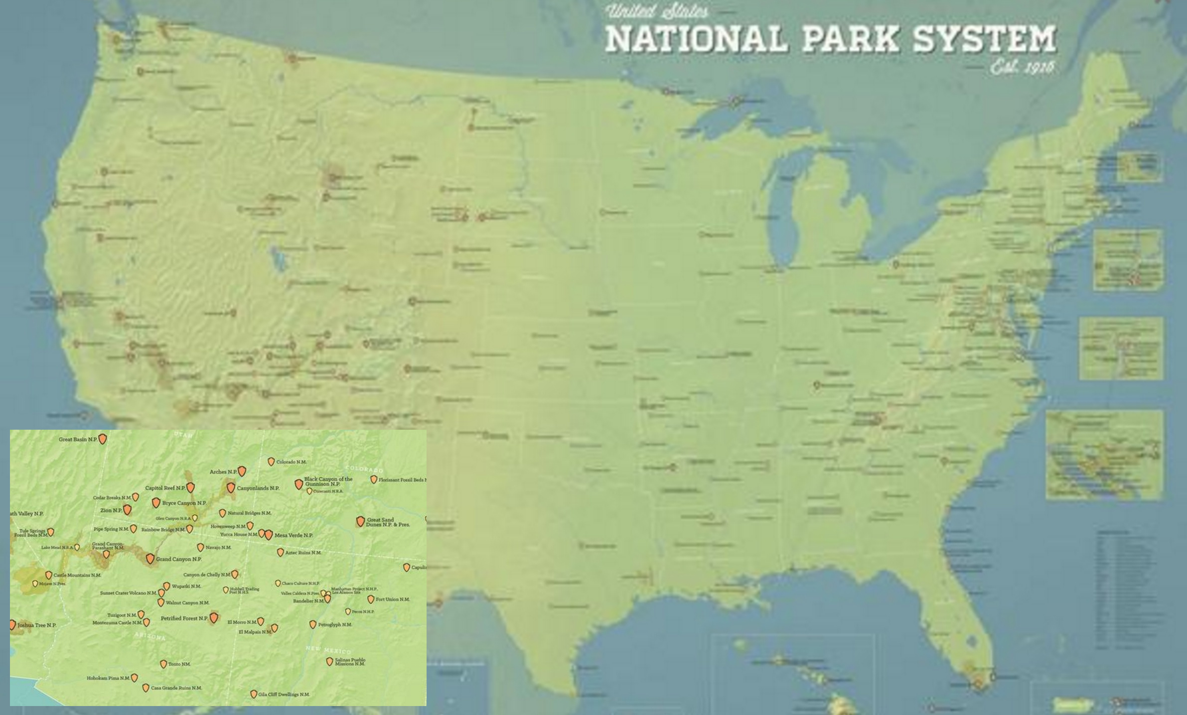 Gift Idea: National Parks Map Featuring All 413 Sites | Unofficial Networks
