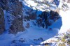 Local educator, TBA leader, and splitboarder David Reichel surfs a Sierra wave into a tight Tahoe hallway before the storms arrive.