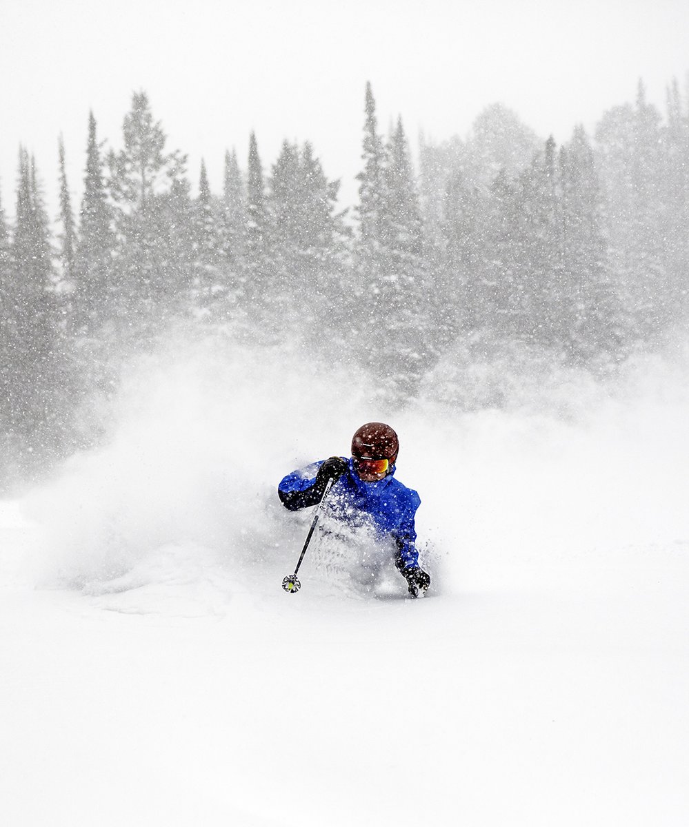 Skiing in Deep Powder at Jackson Hole