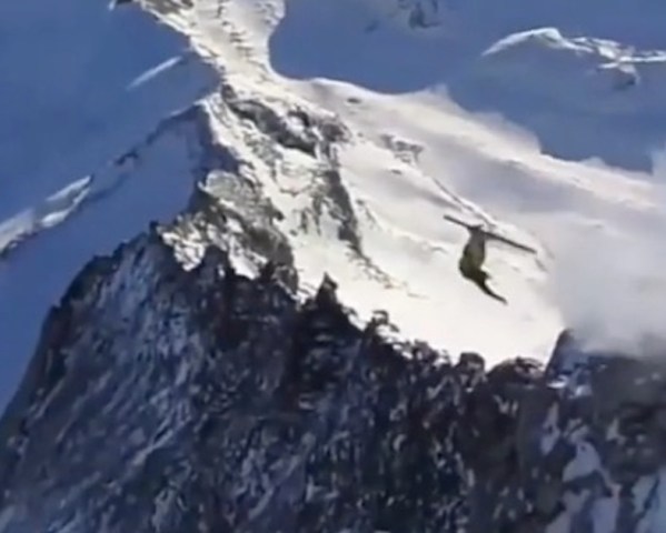 Ski Base Jump Nearly Ends In Disaster After Hitting Rocks On In-run