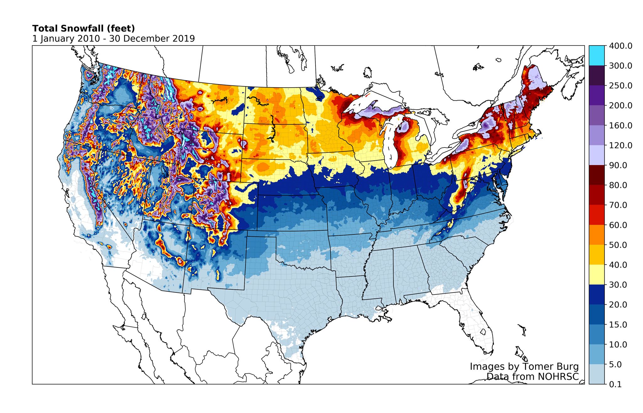 Map Shows Total Snowfall From The Past Decade Unofficial Networks