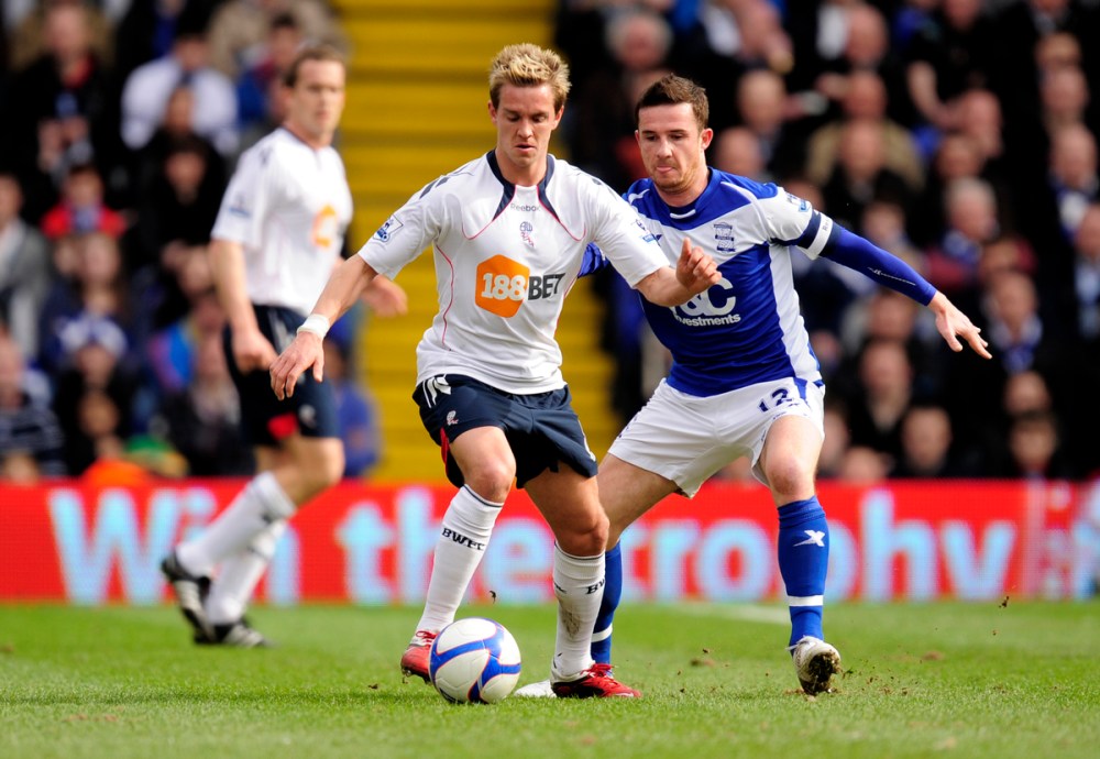 Stuart Holden of Bolton Wanderers and Barry Ferguson of Birmingham City