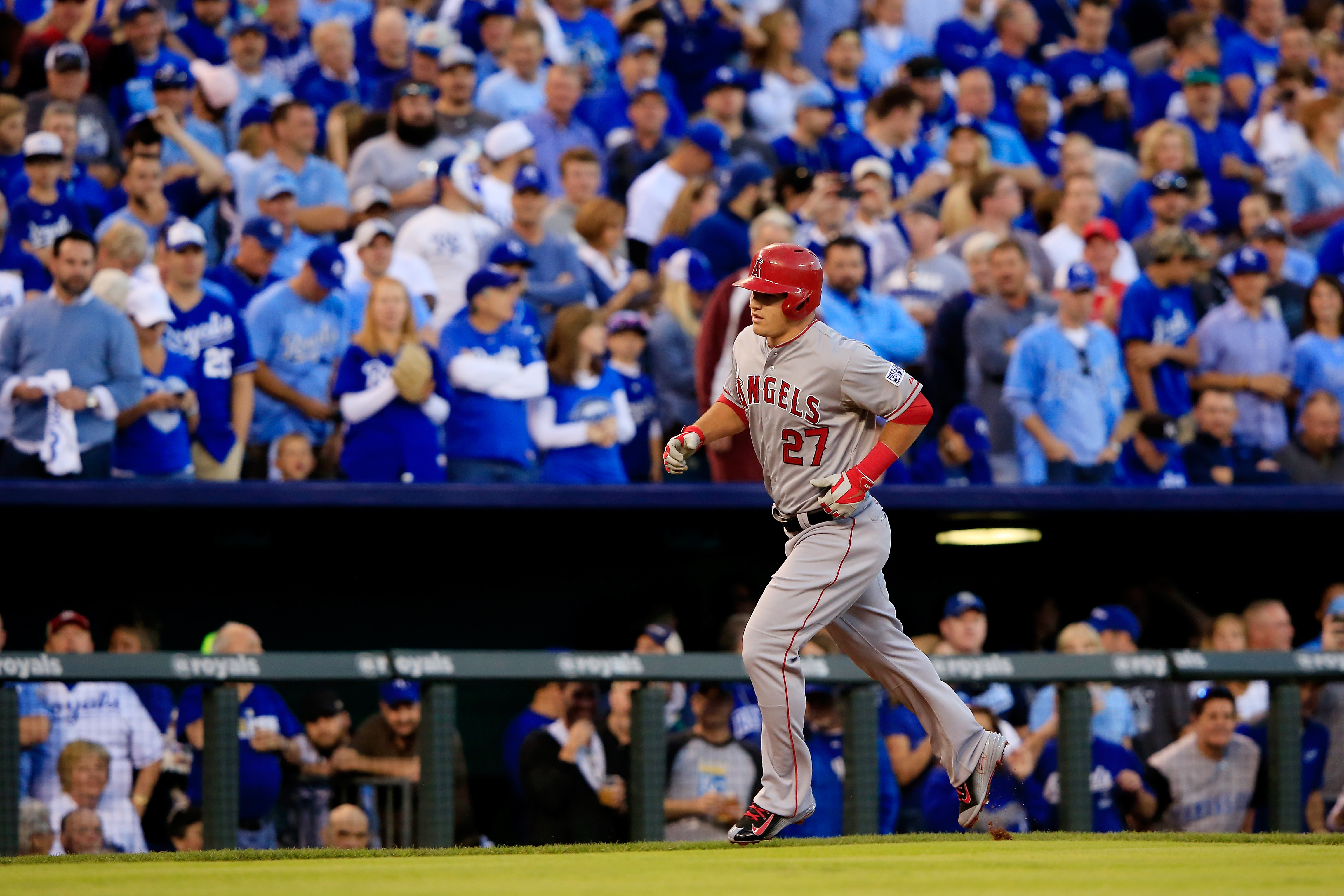 Mike Trout crushes first career postseason homer into fountains | For ...