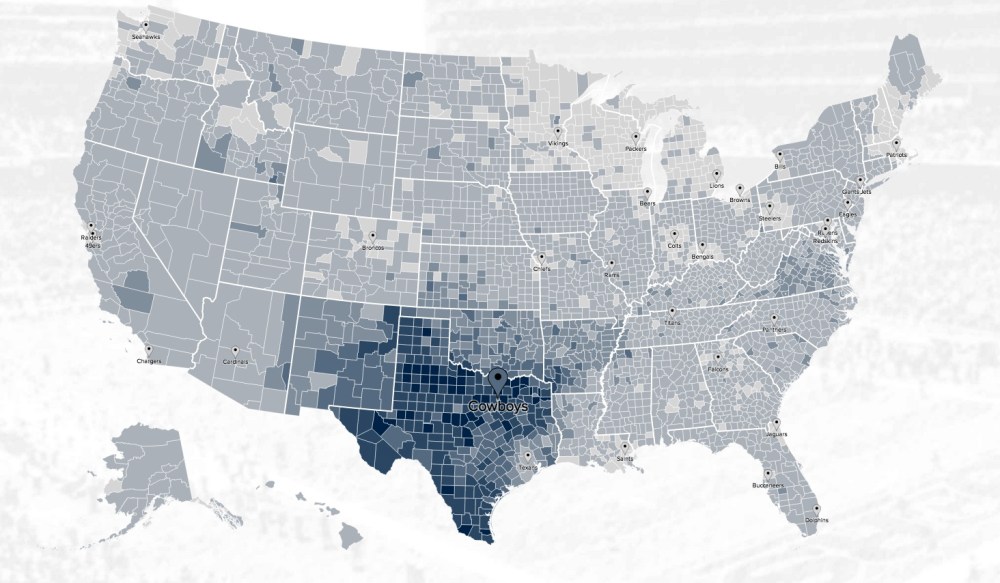 Twitter map shows fan support divided for NFL conference