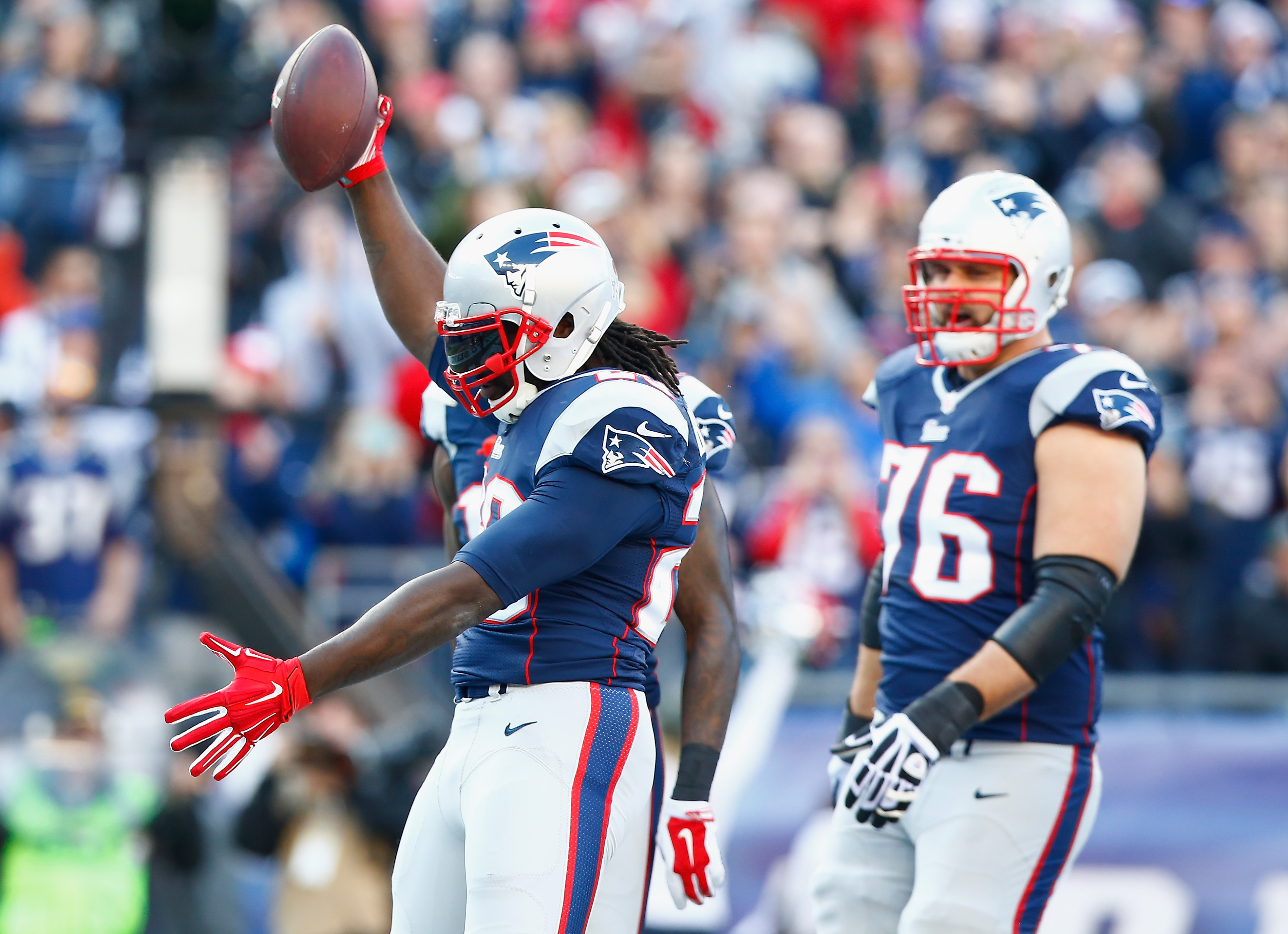 LeGarrette Blount loves celebrating touchdowns with the Minutemen