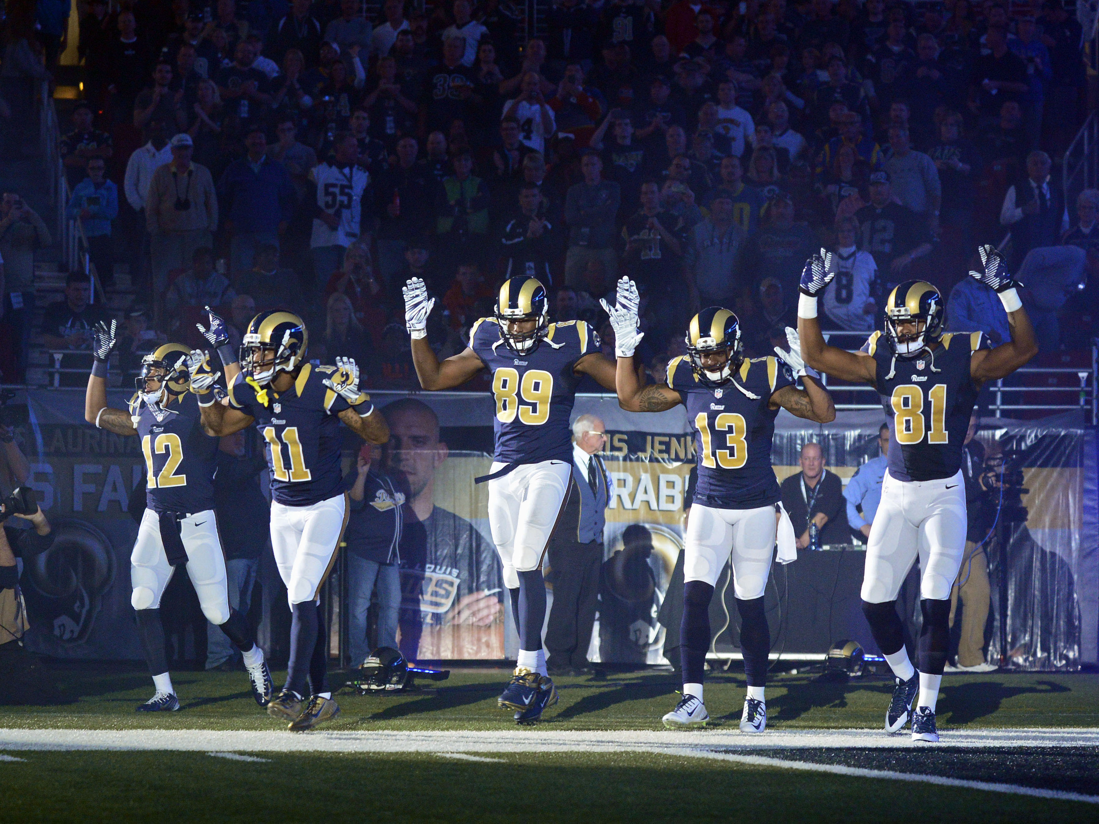 St. Louis Rams players come out with hands up in pregame intros, Sports