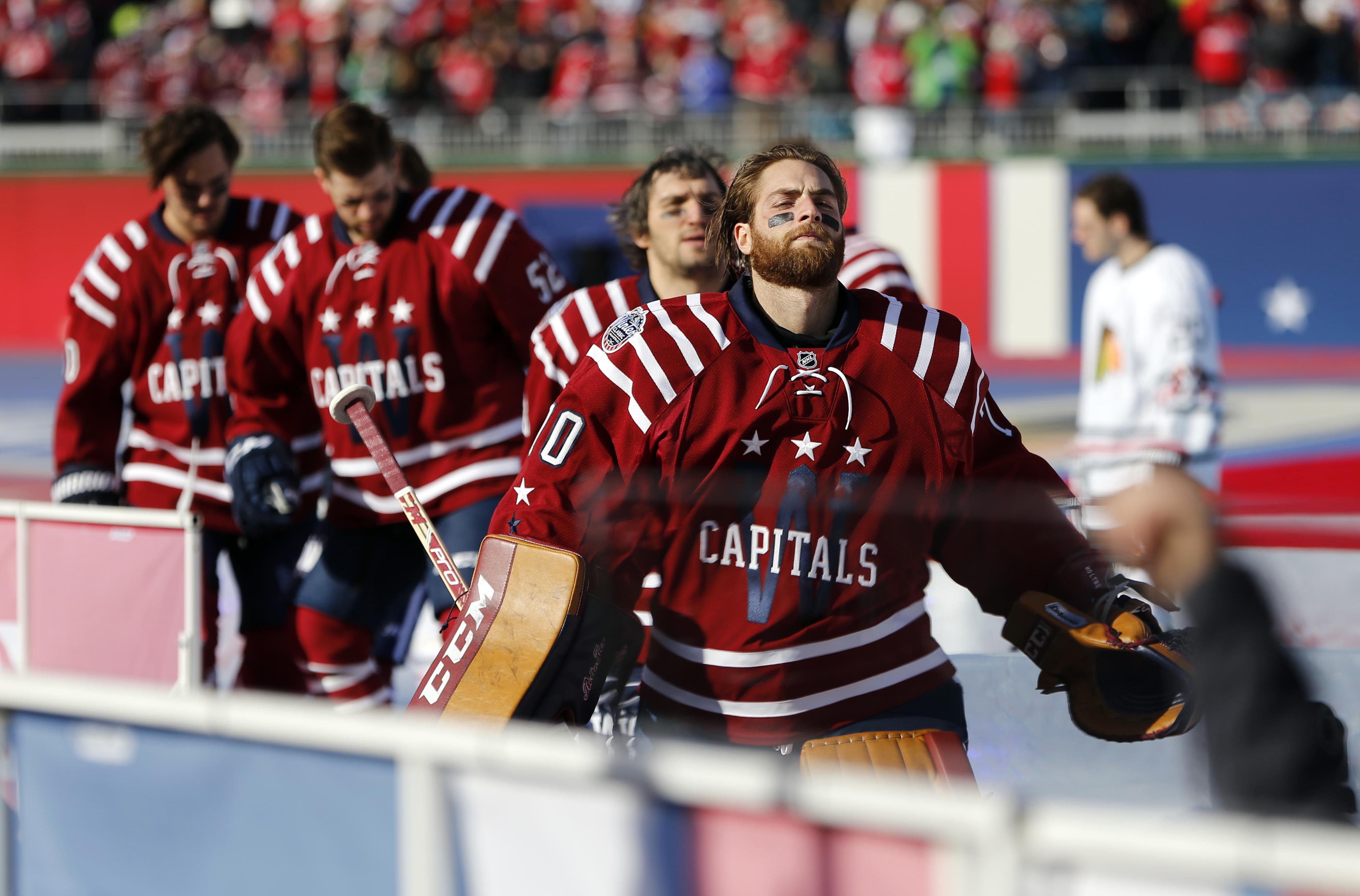 A detailed view of the 2015 Winter Classic patch on a Washington News  Photo - Getty Images