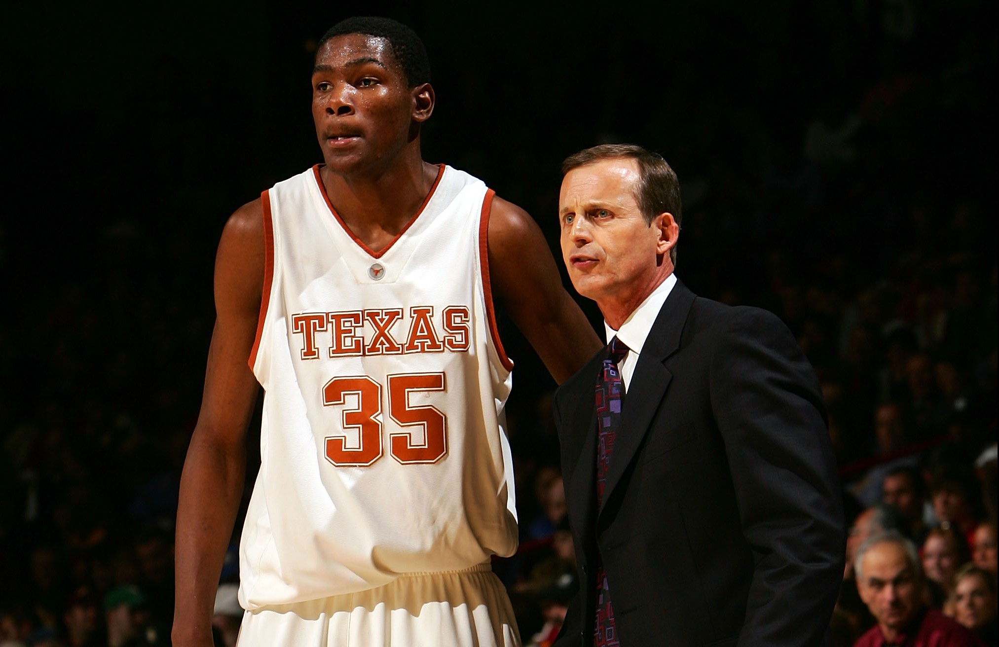 Head Coach Rick Barnes and Kevin Durant of the Texas Longhorns