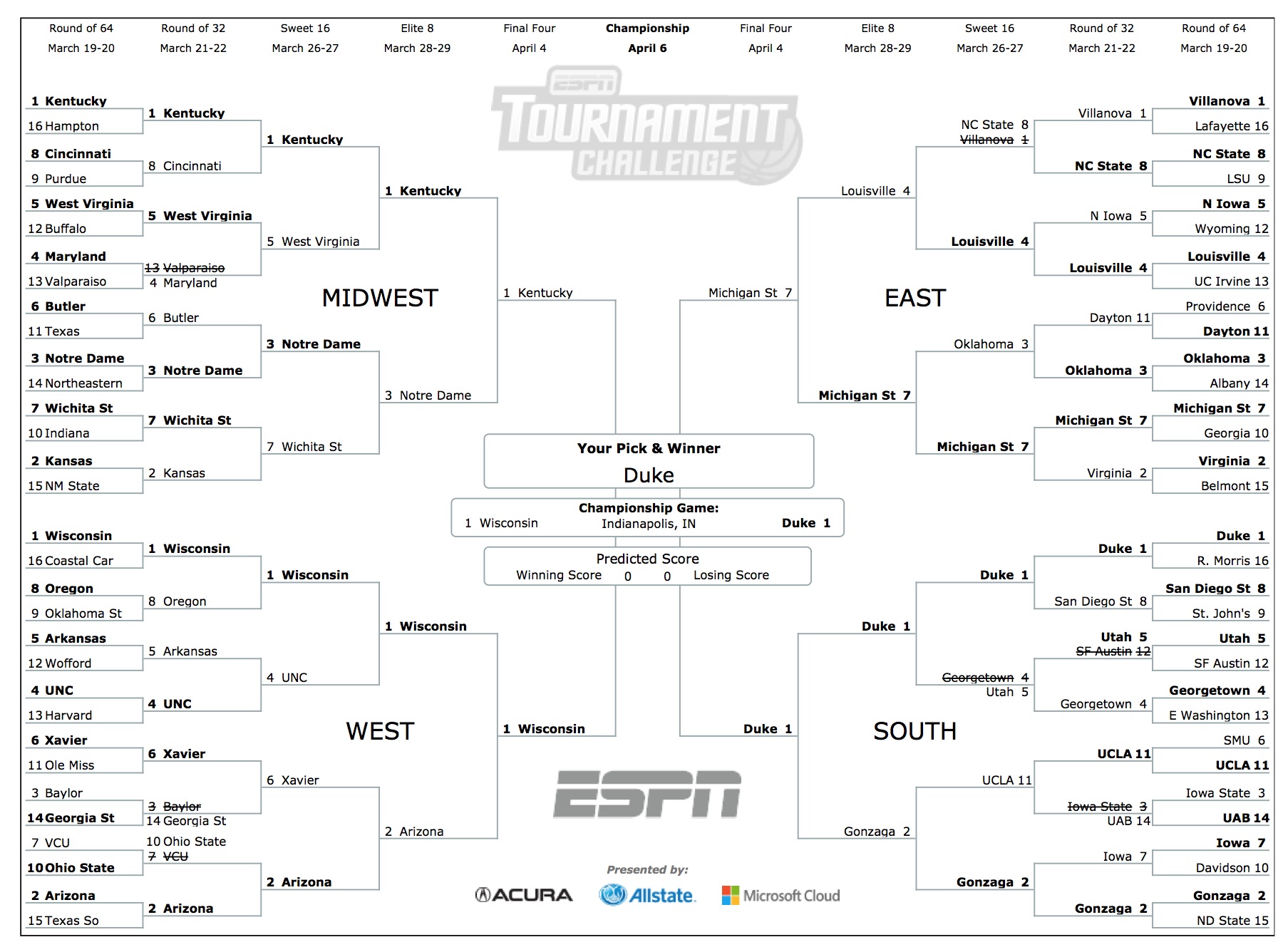 Tournament Challenge Brackets Return to ESPN.com for the 19th Consecutive  Year - ESPN Press Room U.S.