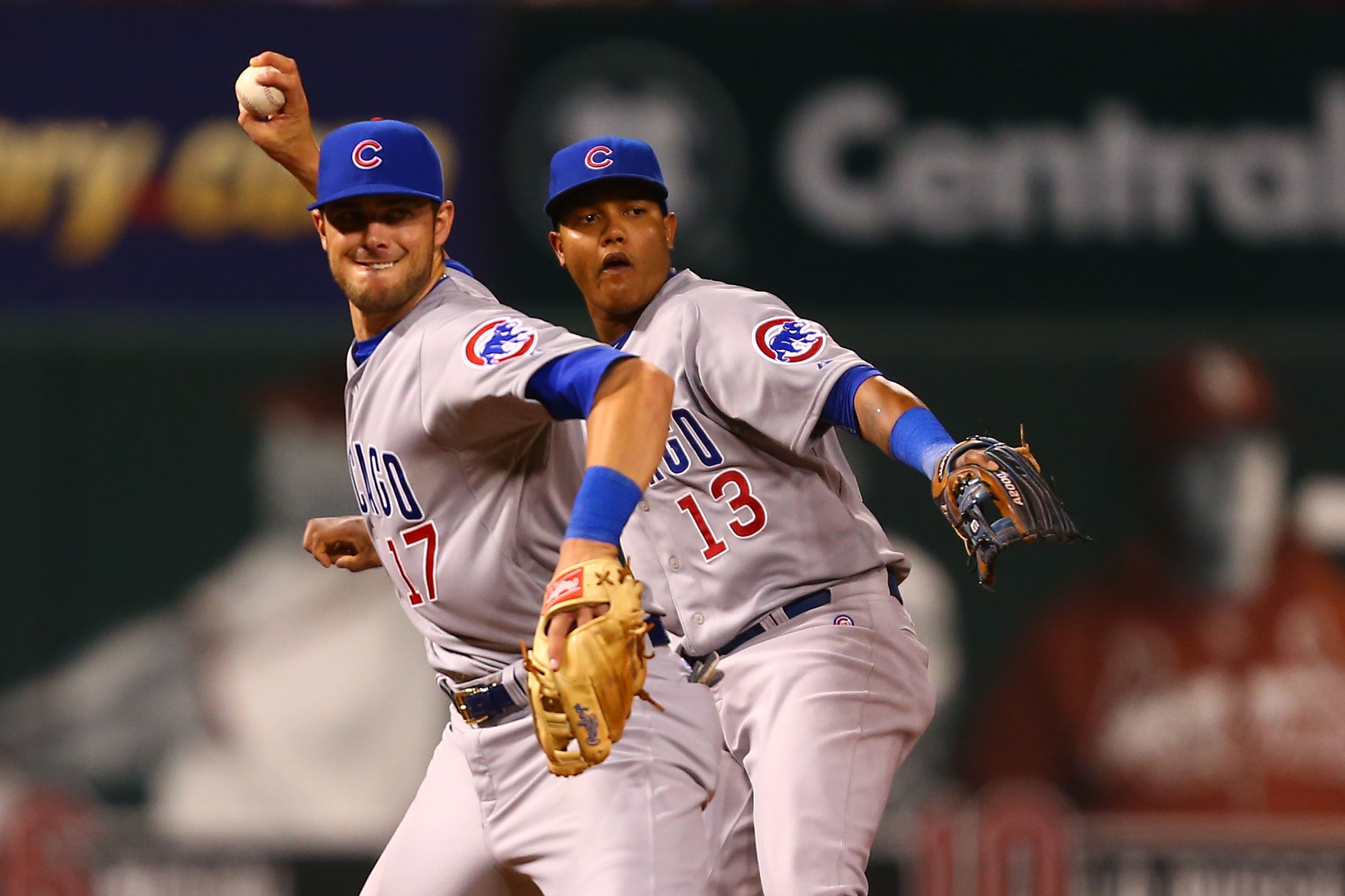 Starlin Castro perfectly mimics Kris Bryant as he fields an infield  grounder