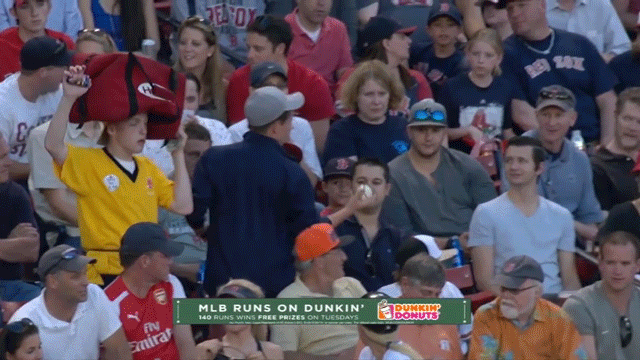 Young Red Sox supporter receives foul ball from generous fan