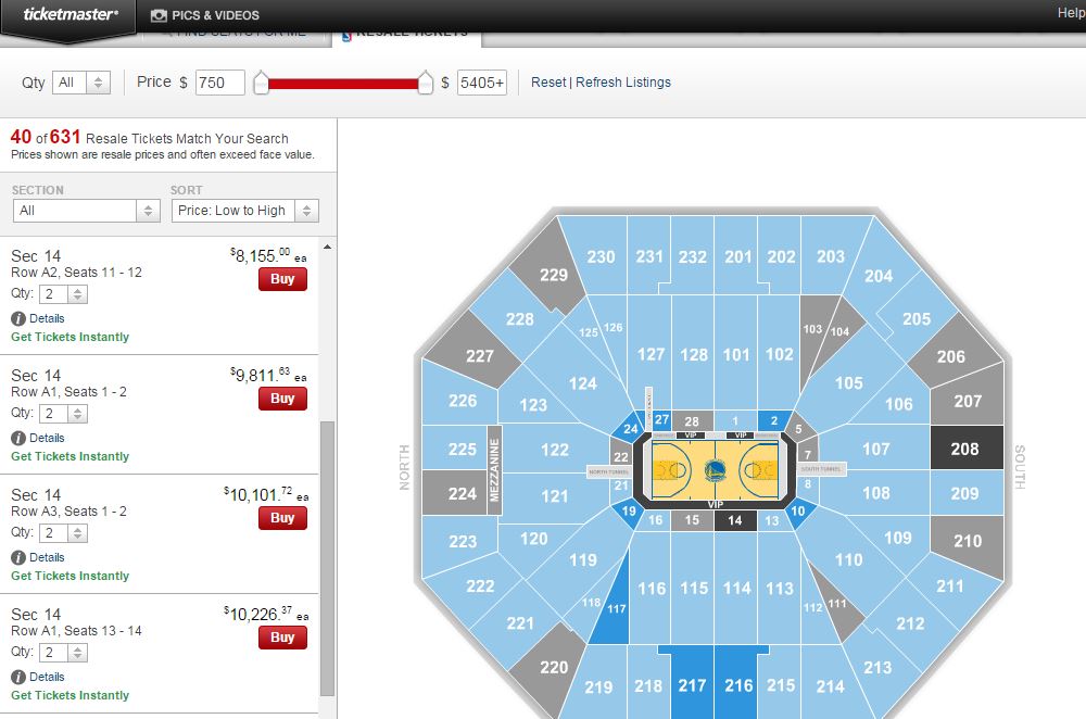 If you have a spare 8,000, you can watch Game 1 of the NBA Finals