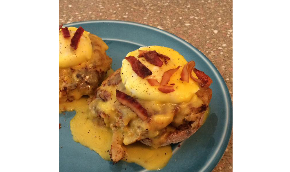 Crab cakes benedict (Courtesy of Herb Hand)