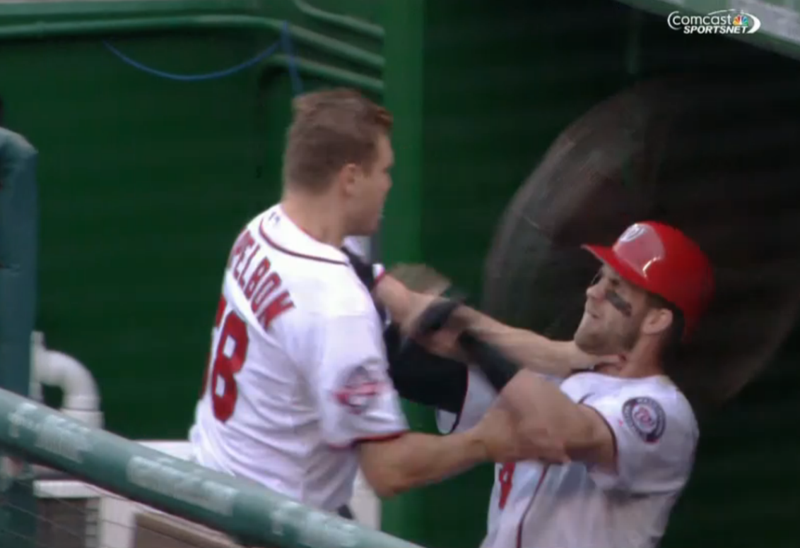 Bryce Harper was choked by Jonathan Papelbon in Nationals' dugout fight