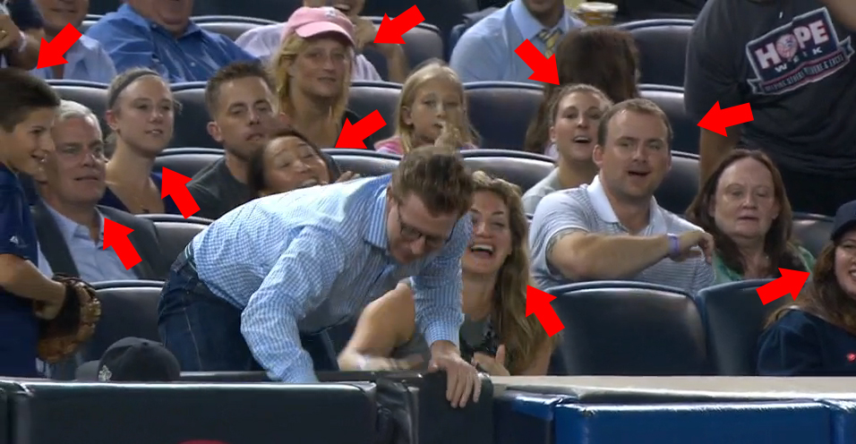 Yankees Fan Catches A Foul Ball, Celebrates For About Five Freakin' Hours