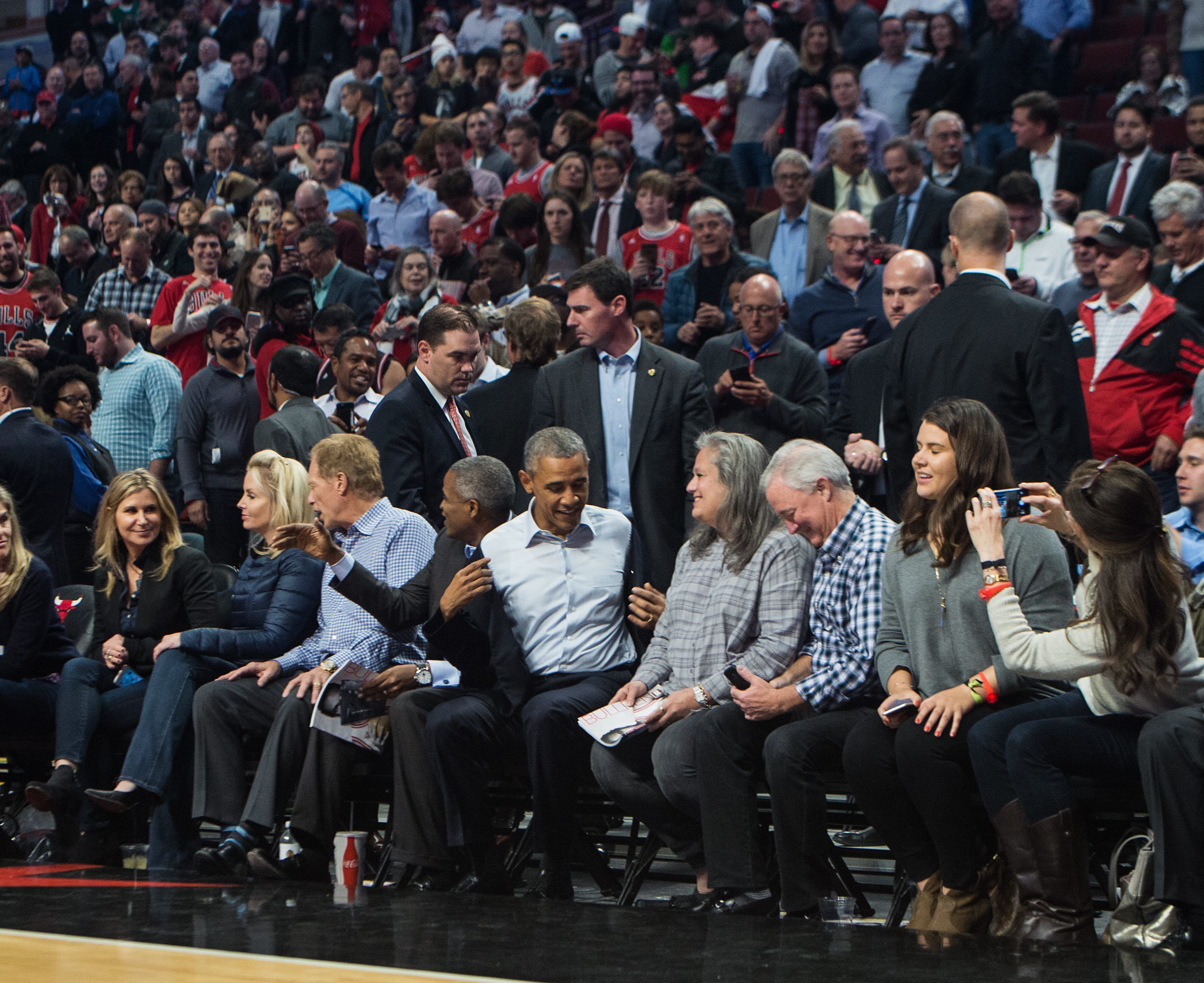 President Obama sat courtside for the Bulls’ season opener against the ...