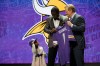 CHICAGO, IL - APRIL 28:  Laquon Treadwell of Ole Miss holds up a jersey with his daughter Madison and NFL Commissioner Roger Goodell after being picked #23 overall by the Minnesota Vikings during the first round of the 2016 NFL Draft at the Auditorium Theatre of Roosevelt University on April 28, 2016 in Chicago, Illinois.  (Photo by Jon Durr/Getty Images) ORG XMIT: 609385781 ORIG FILE ID: 525759368