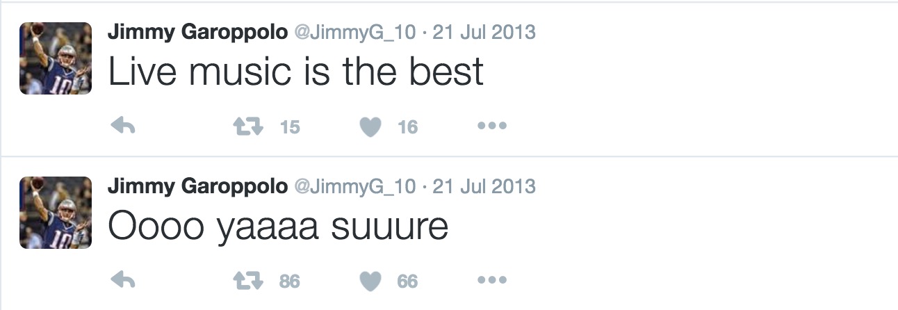 It is 100% worth your time to read Jimmy Garoppolo's hilarious old tweets