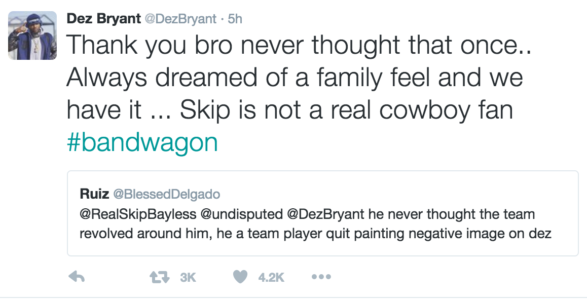 Skip Bayless blames refs for Cowboys loss in all caps tweet