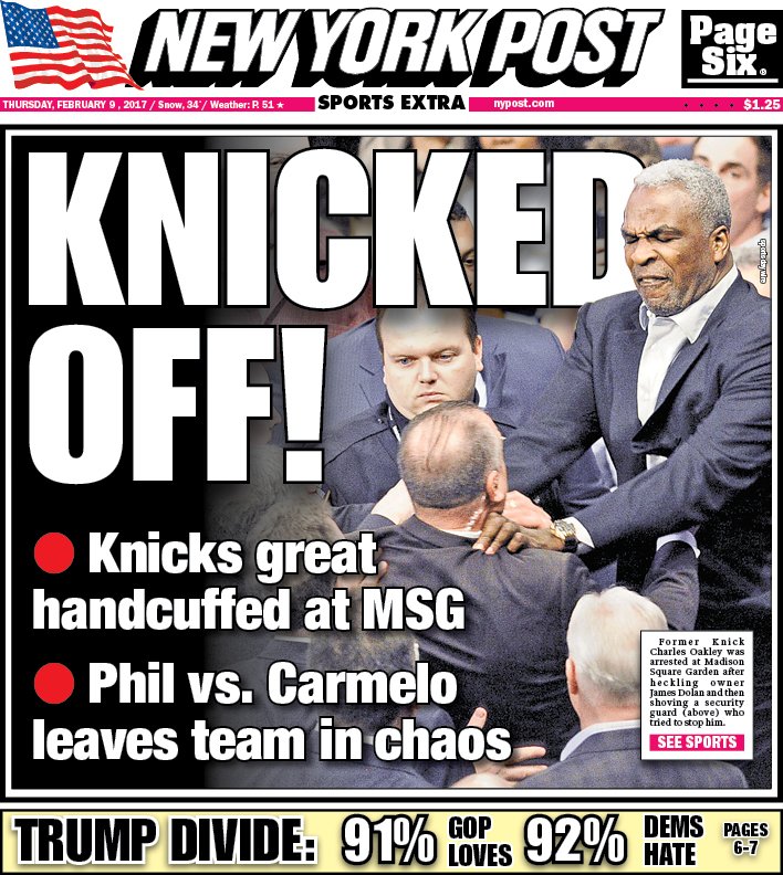 See how the NYC tabloids reacted to Charles Oakley's arrest | For The Win