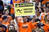 Feb 22, 2017; Syracuse, NY, USA; A Syracuse Orange fan holds a sign prior to the game against the Duke Blue Devils at the Carrier Dome. Mandatory Credit: Rich Barnes-USA TODAY Sports ORG XMIT: USATSI-336548 ORIG FILE ID:  20170222_pjc_ai8_698.JPG