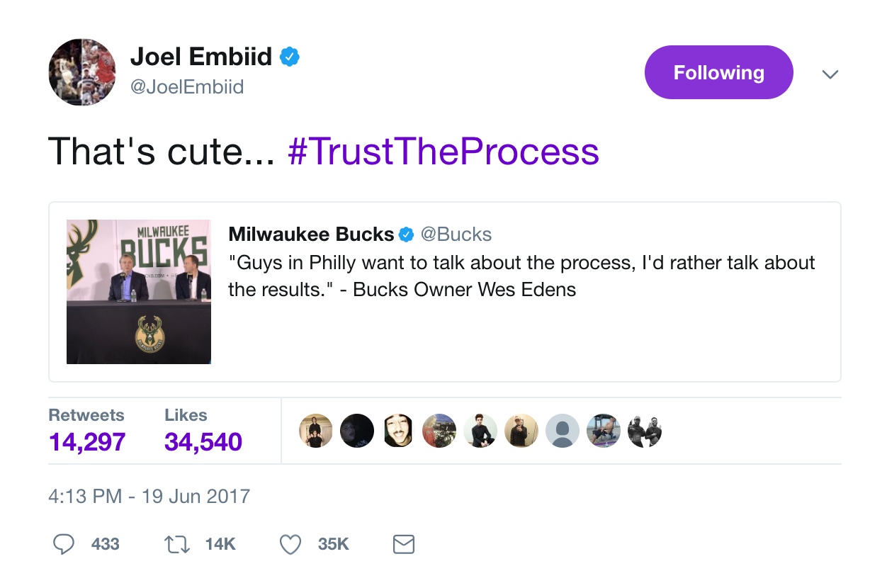 Embiid Tweet, Trust the Process | Sticker