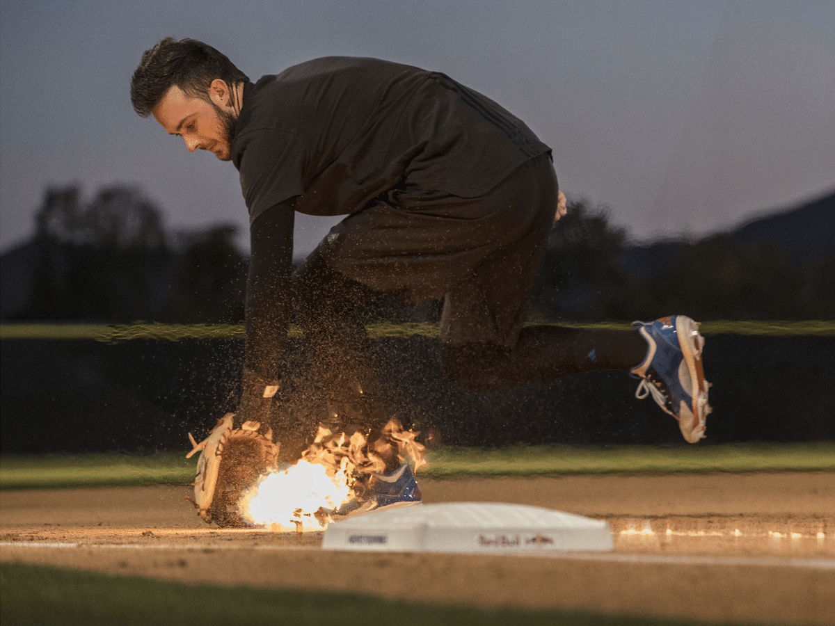 Kris Bryant fields flaming baseballs in ridiculous, real stunt