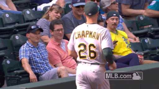 A's infielder gives fan baseball after contentious staredown