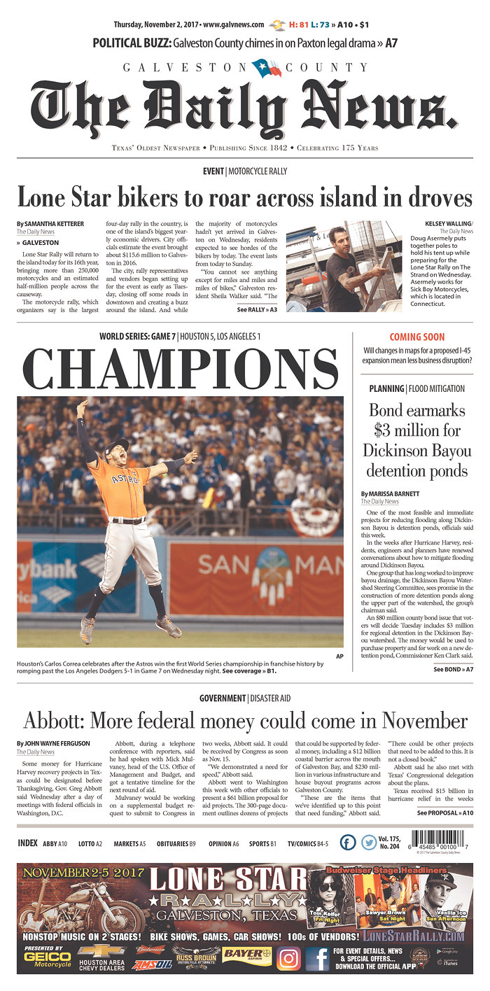 2017 Framed Houston Chronicle Astros World Series 2017 -  Norway