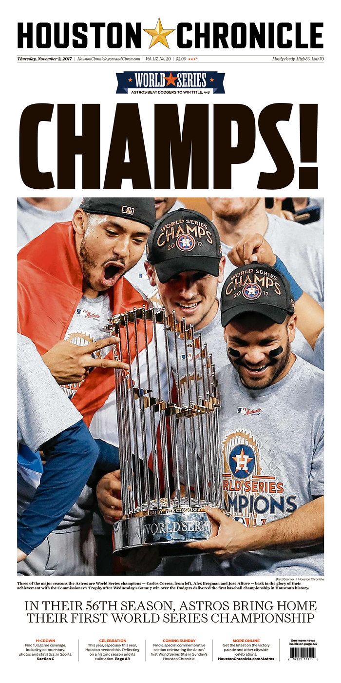 GAME 7 Houston Astros World Series HOUSTON CHRONICLE 11/2/2017