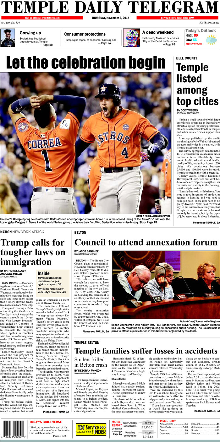 See the covers of Texas newspapers after the Astros won its first World  Series