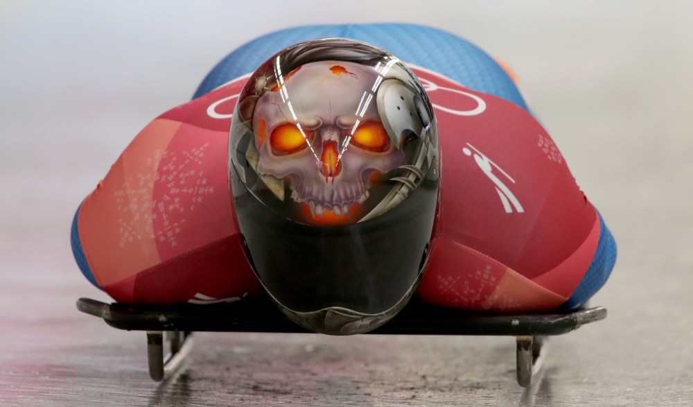 Skeleton riders are wearing the coolest helmets at the Olympics