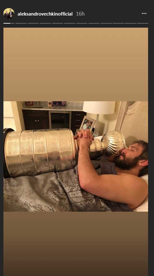 BarDown on X: Alex Ovechkin is sleeping with the Stanley Cup again, this  time in a twin bed for some reason. MORE @    / X