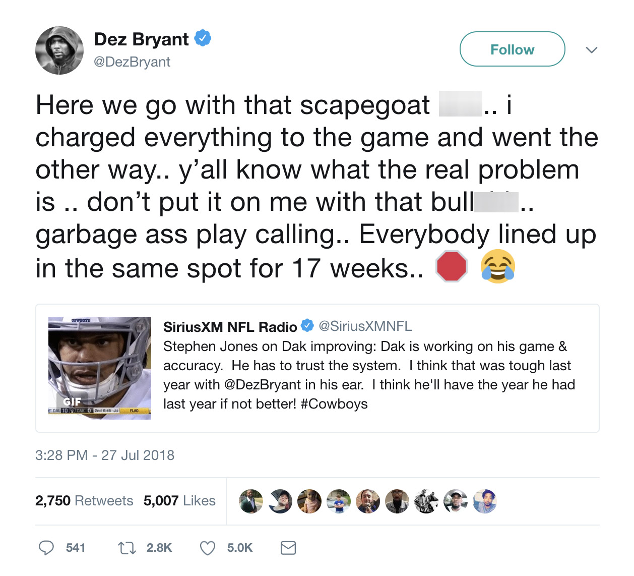 Dez Bryant tweets he 'will play ball' this season, but where and