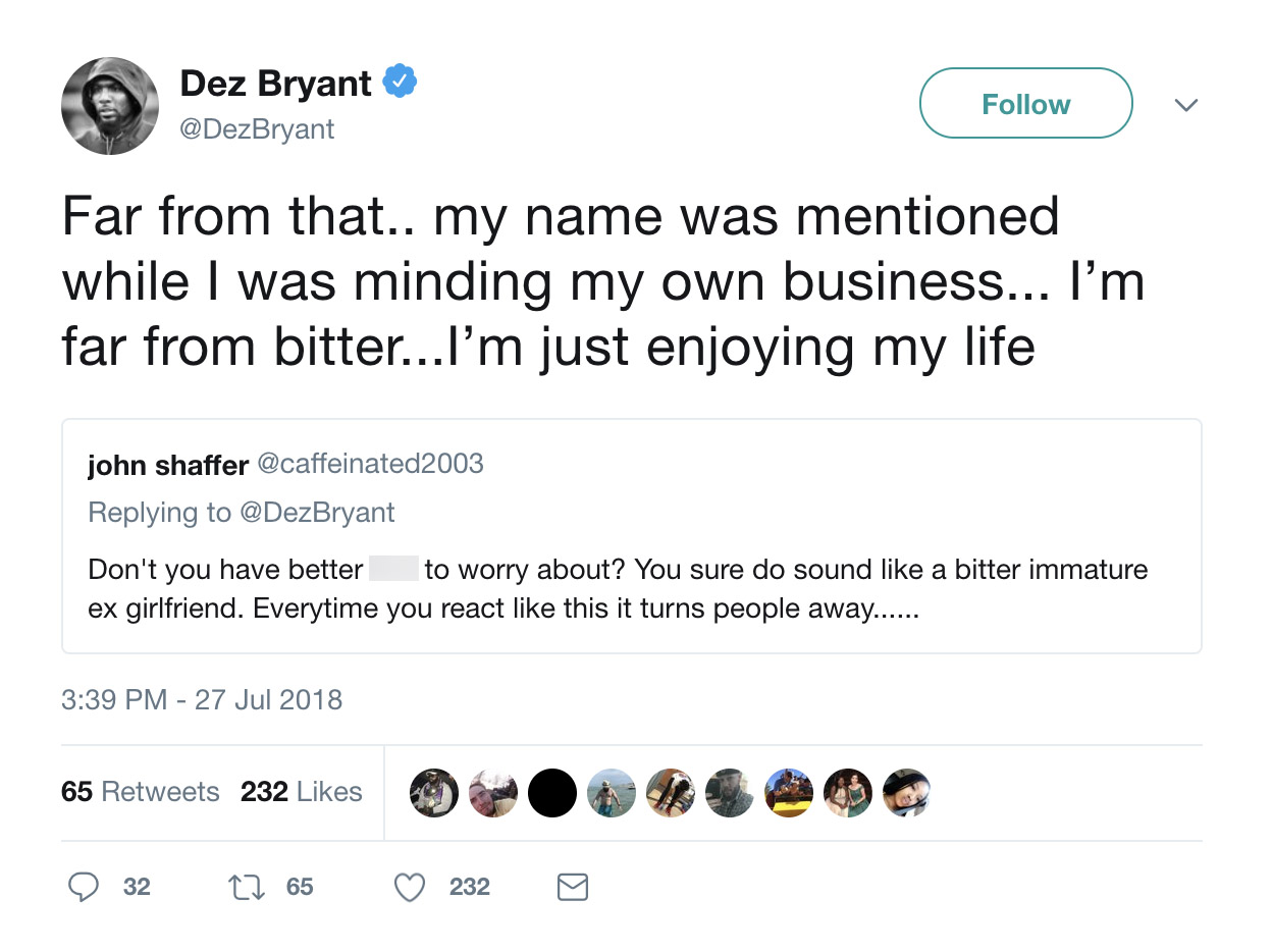 Dallas Cowboys WR Dez Bryant vows to silence critics in 2018