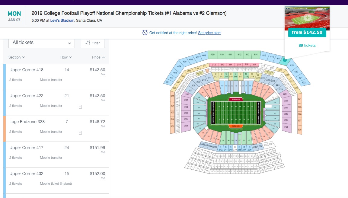 CFP title game tickets available for cheap