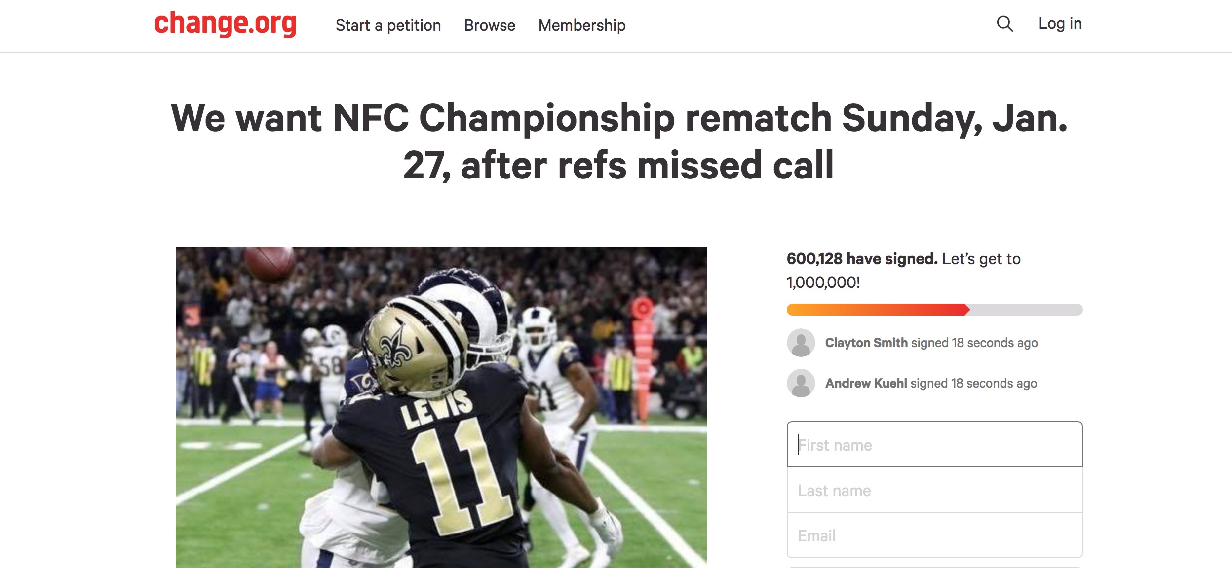 Rams vs. Saints rematch petition has 600k signatures