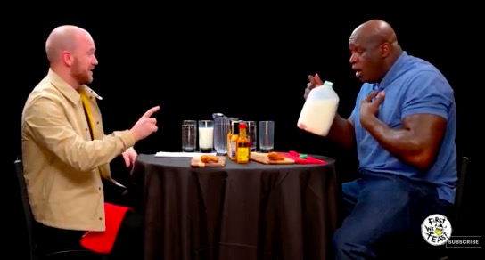 Hot Ones Shaq Tries to Not Make a Face While Eating Spicy Wings (TV  Episode 2019) - IMDb