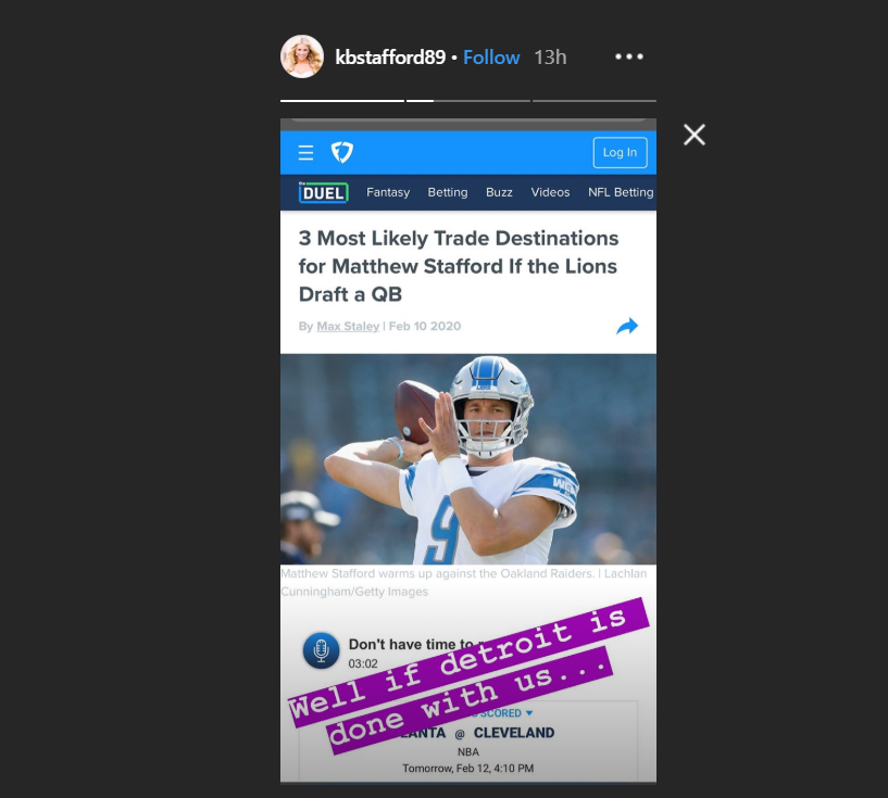 Matthew Stafford calls trade rumors 'flattering' but happy to