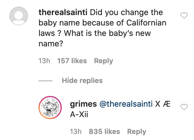 Grimes Says She And Elon Musk Have Changed Baby X Ae A 12 S Name