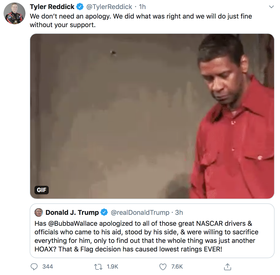 NASCAR driver responds to Donald Trump Bubba Wallace tweet 