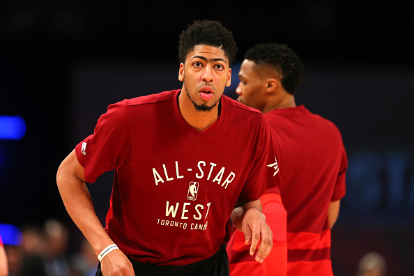 TORONTO, ON - FEBRUARY 14: Anthony Davis #23 of the New Orleans Pelicans and the Western Conference warms up prior to the NBA All-Star Game 2016 at the Air Canada Centre on February 14, 2016 in Toronto, Ontario. NOTE TO USER: User expressly acknowledges and agrees that, by downloading and/or using this Photograph, user is consenting to the terms and conditions of the Getty Images License Agreement. (Photo by Elsa/Getty Images)