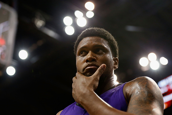 PHOENIX, AZ - OCTOBER 07: Rudy Gay #8 of the Sacramento Kings during the preseason NBA game against the Phoenix Suns at Talking Stick Resort Arena on October 7, 2015 in Phoenix, Arizona. The Suns defeated the Kings 102-98. NOTE TO USER: User expressly acknowledges and agrees that, by downloading and or using this photograph, User is consenting to the terms and conditions of the Getty Images License Agreement. (Photo by Christian Petersen/Getty Images)