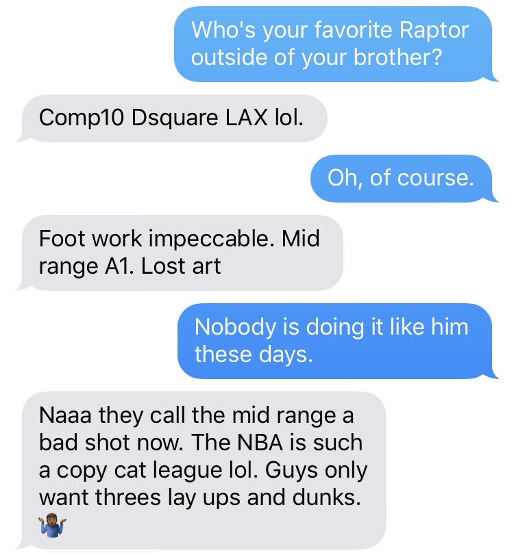 My text-message conversation with Dorell Wright while watching his ...