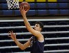 Feb 16, 2019; Charlotte, NC, USA; Deni Avdija of Israel on a layup during drills and practice at the All Star-Borders Global Camp at Queens University . Mandatory Credit: 