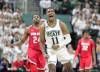 Michigan State forward Aaron Henry celebrates during the 80-69 win against Ohio State on Sunday, March 8, 2020 at the Breslin Center. Michigan State